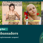 Four SSF ambassadors are shown: a smiling boy in a Superman shirt, two women and one girl with bald heads, all pictured individually. The Synovial Sarcoma Foundation logo and web link appear at the bottom.